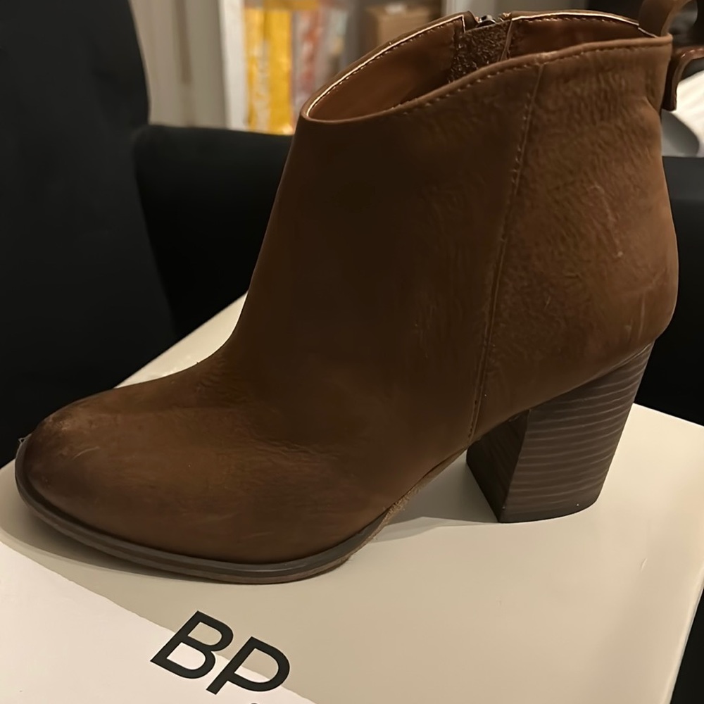 BP Lance Leather Block Heel Bootie (Women) New never worn